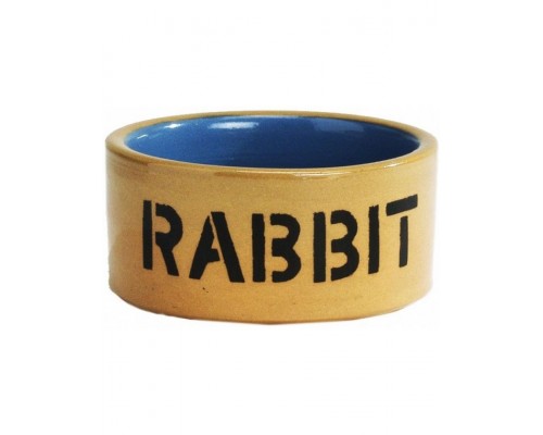 Миска керамическая для кролика бежево-голубая