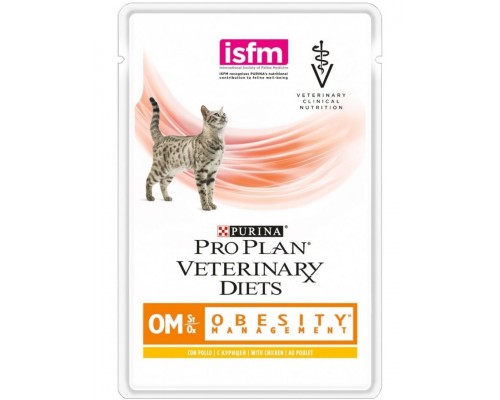 Veterinary Diets OM, корм для кошек при ожирении, курица