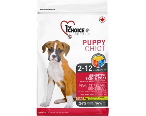 Для щенков с чувствительной кожей и шерстью (ягненок, рыба, рис)