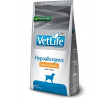 Vet Life Hypoallergenic Fish & Potato  диетическое питание для собак при пищевой аллергии и пищевой непереносимости с рыбой и картофелем