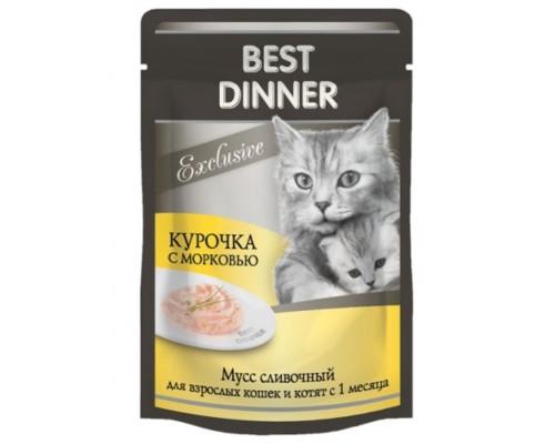 Exclusive Сливочный мусс, курочка с морковью для кошек и котят с 1 месяца