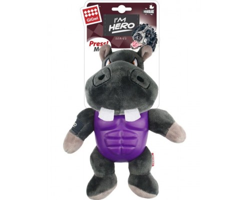 Бегемот с пищалкой в резиновой защите игрушка для собак