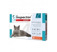 INSPECTOR Quadro капли для кошек от 4 до 8 кг от внешних и внутренних паразитов