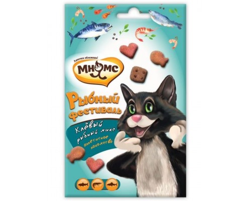 Рыбный фестиваль для кошек лосось, креветки, форель