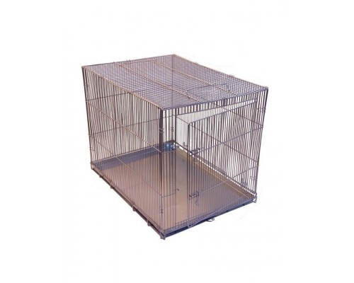 Клетка-переноска для собак №4, с метал. поддоном, складная, хром