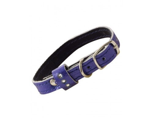 Ошейник-мини кожаный двойной, шлевка со стразами