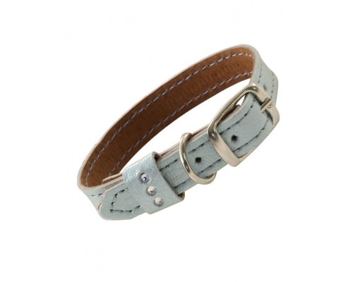 Ошейник-мини кожаный двойной, шлевка со стразами