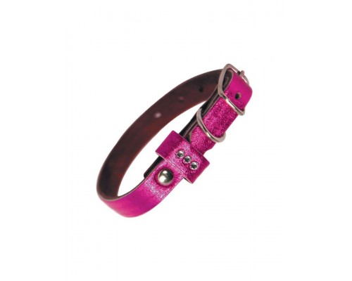Ошейник-мини кожаный двойной, шлевка со стразами