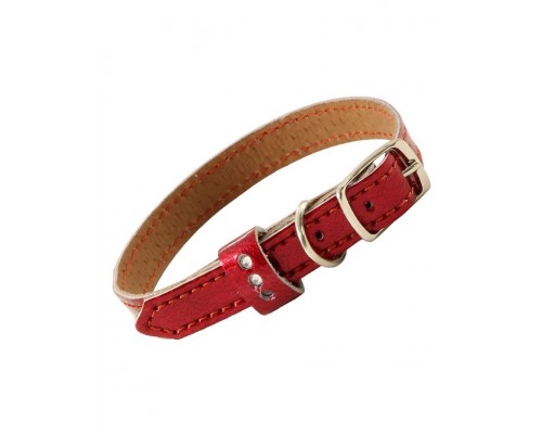 Ошейник-миди кожаный двойной, шлевка со стразами