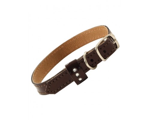Ошейник-миди кожаный двойной, шлевка со стразами