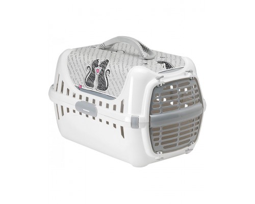 Переноска «Влюбленные коты» с пластиковой дверцей