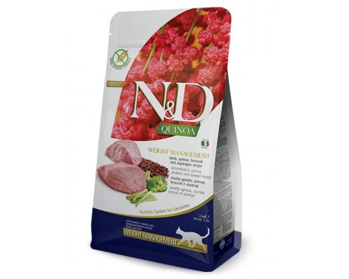N&D QUINOA Weight Management Lamb беззерновой корм, ягненок, киноа, брокколи и спаржа, контроль веса