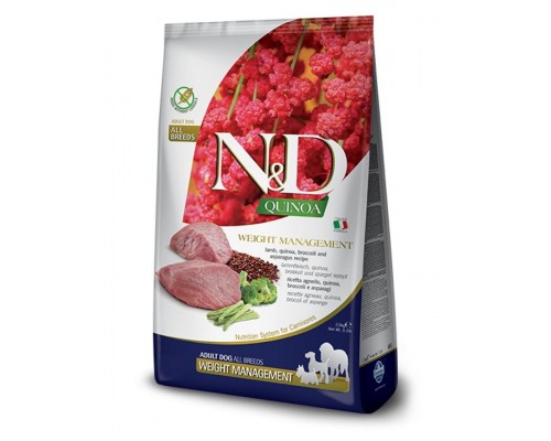 N&D QUINOA Weight Management Lamb беззерновой корм для собак, контроль веса, ягненок, киноа, брокколи и спаржа