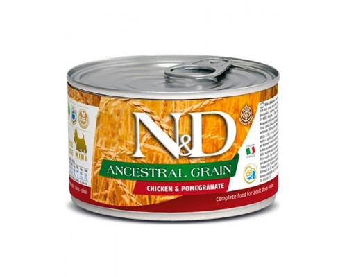 N&D ANCESTRAL GRAIN Chicken & Pomegranate Adult Mini низкозерновой корм с курицей и гранатом для собак мини пород
