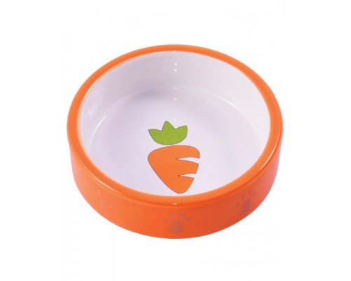Миска керамическая для грызунов Оранжевая с морковью