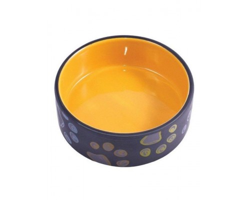Миска керамическая для собак черная с желтым