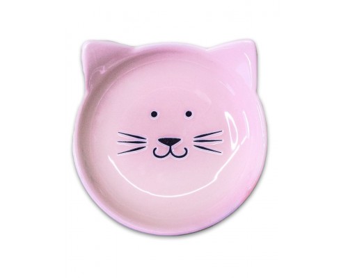 Блюдце керамическое Мордочка кошки, розовая