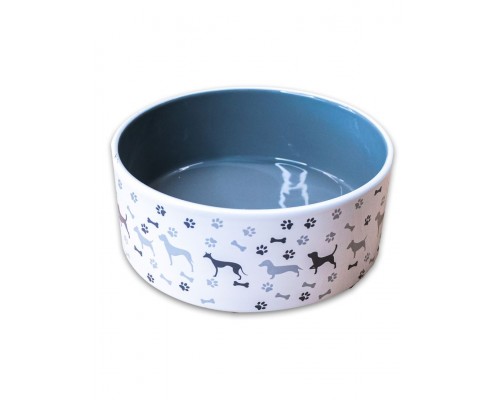 Миска для собак рисунком, серая