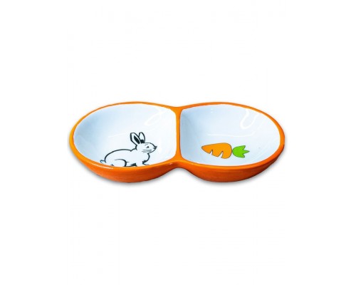 Миска для грызунов двойная, оранжевая
