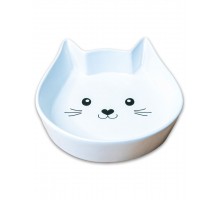 Миска керамическая для кошек Мордочка кошки, белая