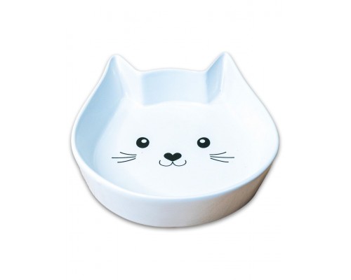 Миска керамическая для кошек Мордочка кошки, белая