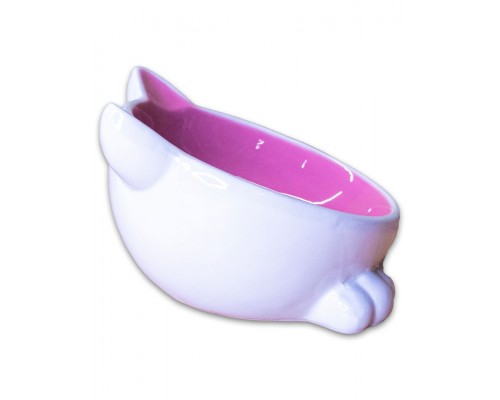Миска керамическая Мордочка кошки на ножках, розовая