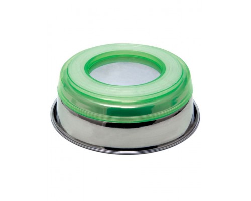 Миска металлическая с салатовой резинкой