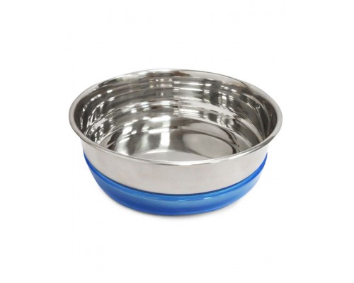 Миска металлическая с синей резинкой