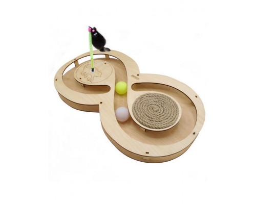 Игровой комплекс Восьмерка с шариками, игрушкой, когтеточкой из каната