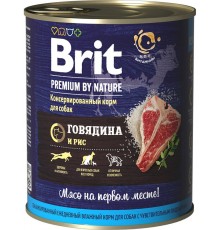 Brit Premium By Nature консервы с говядиной и рисом