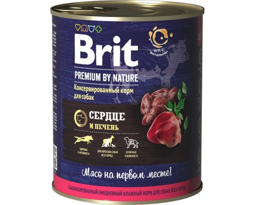 Brit Premium By Nature консервы с сердцем и печенью