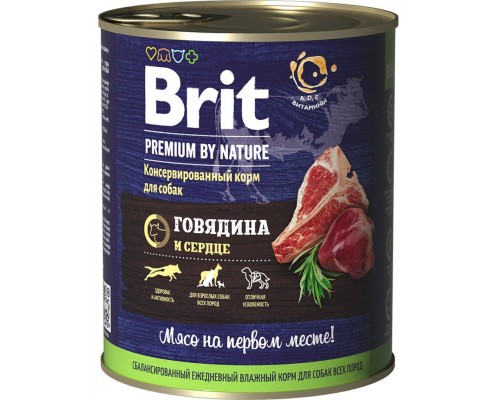 Brit Premium By Nature консервы с говядиной и сердцем