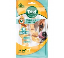 Трубочки витые жевательные DENTAL с мясом курицы, 12,5см, 35-45г