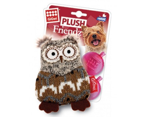 Сова с 2-мя пищалками игрушка для собак