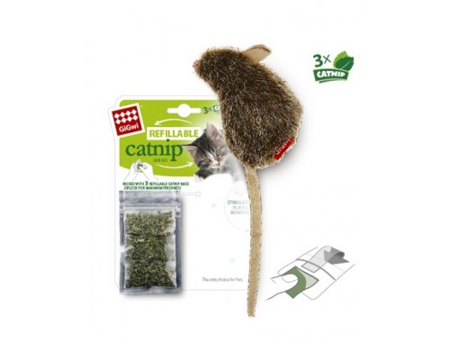 Мышка с кошачьей мятой + 3 пакетика