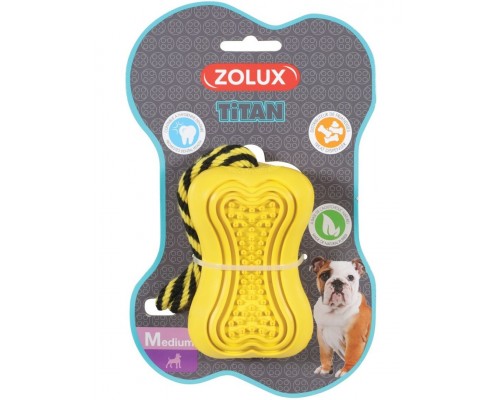 Кость-кормушка с веревкой, серия Титан, желтая