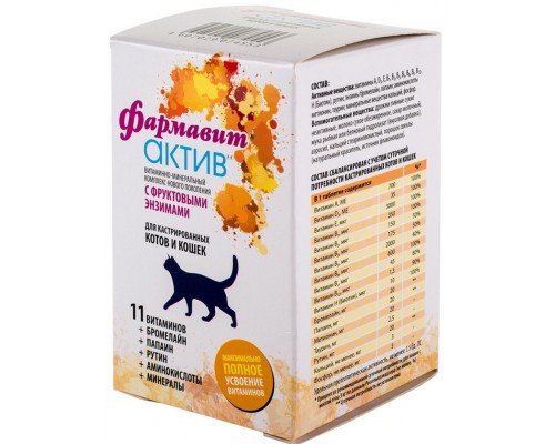 Фармавит Актив витамины для кастрированных котов и кошек