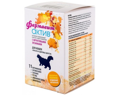 Фармавит Актив для кошек Красота и здоровье шерсти