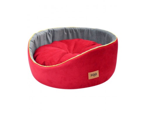 Лежанка Ампир круглая серая/бордовая