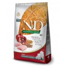 N&D ANCESTRAL GRAIN Chicken & Pomegrante Puppy Medium & Maxi низкозерновой корм для щенков средних и крупных пород курица, спельта, овёс, гранат