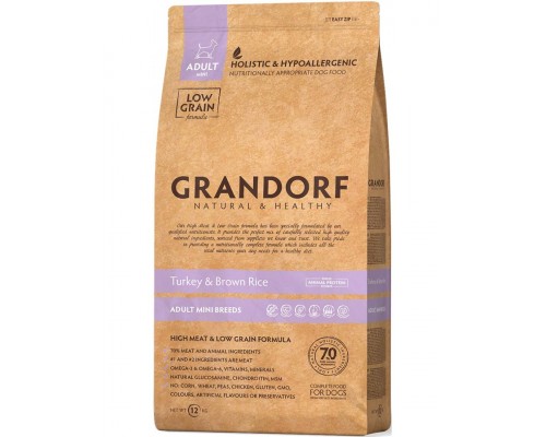 Turkey & Brown Rice Mini Breeds индейка с бурым рисом для собак мини пород от 1 года