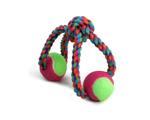 Игрушка для собак "Верёвка-восьмёрка, узел и 2 мяча
