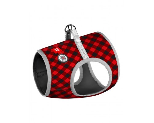 Шлея WAUDOG c QR паспортом, рисунок "Шотландка красная"