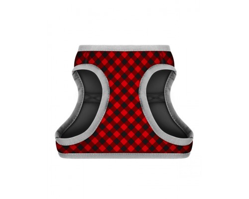 Шлея WAUDOG c QR паспортом, рисунок "Шотландка красная"