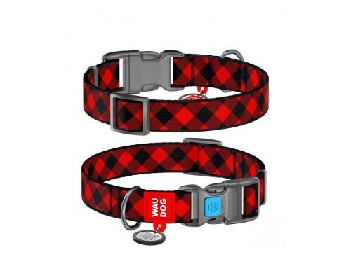 Ошейник Waudog Nylon с рисунком "Шотландка красная"