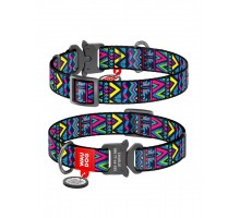 Ошейник WAUDOG Nylon c QR паспортом, рисунок "Инди", металлическая пряжка-фастекс с площадкой для гравировки