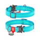 Ошейник WAUDOG Nylon с QR паспортом, светонакопительный (светится в темноте), металлическая пряжка-фастекс, голубой