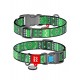 Ошейник WAUDOG Nylon c QR паспортом, рисунок "Этно зеленый", пластиковый фастекс