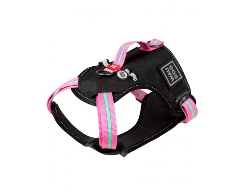 Шлея WAUDOG Nylon с QR паспортом, безопасная, металлическая пряжка-фастекс, розовая