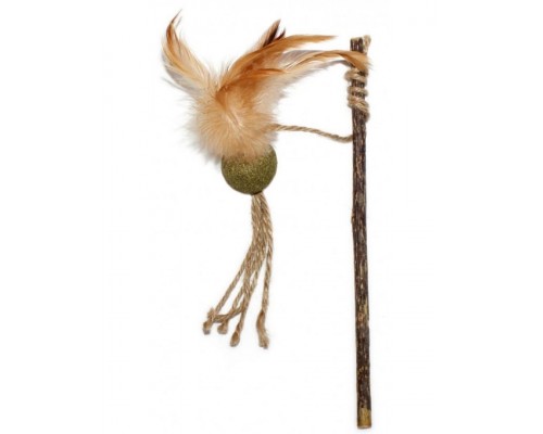 Дразнилка для кошки с мятным мячиком на деревянной палочке